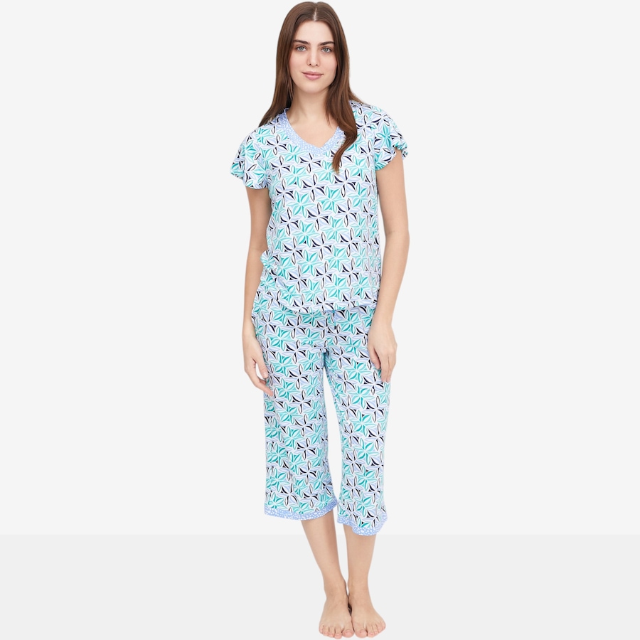 Image 104969_THEGO.jpg, Product 104-969 / Price $60.00, Cuddl Duds Petite Cool and Airy Print V-Neck and Capri PJ Set from Cuddl Duds on TSC.ca's Fashion department
