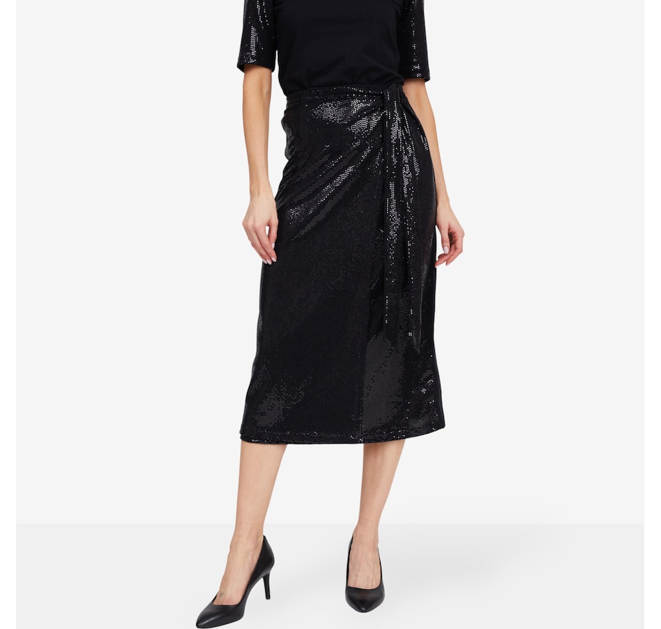 Image 104983_BLK.jpg, Product 104-983 / Price $64.88, Preloved Natalie Wrap Midi Skirt from Preloved on TSC.ca's Fashion department