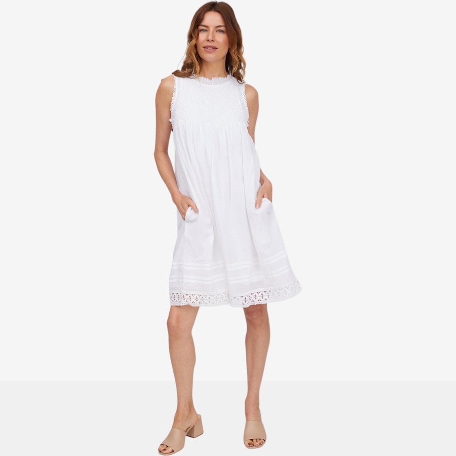 Image 105081_WHT.jpg, Product 105-081 / Price $59.88, claudia ev Textured Poplin Crewneck Sleeveless Dress from claudia ev on TSC.ca's Fashion department