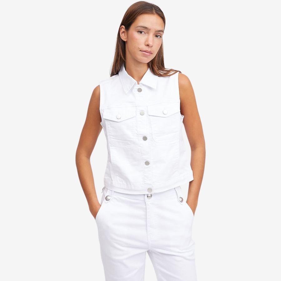 Image 105111_WHT.jpg, Product 105-111 / Price $90.00, claudia ev Sleeveless Denim Vest from claudia ev on TSC.ca's Fashion department