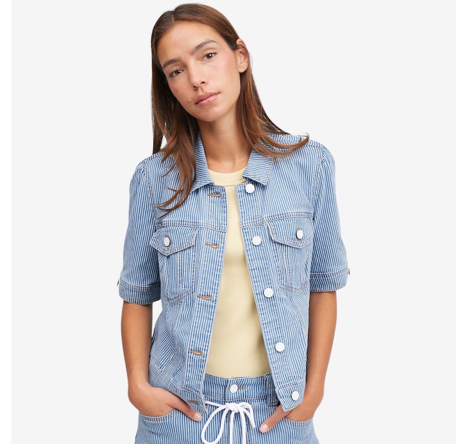 Image 105131_SESPT.jpg, Product 105-131 / Price $84.00, claudia ev Elbow Sleeve Denim Jacket from claudia ev on TSC.ca's Fashion department