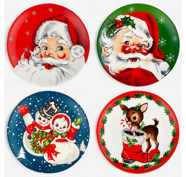 Mr. Christmas 8&quot; Round Christmas Plates (set of 4)