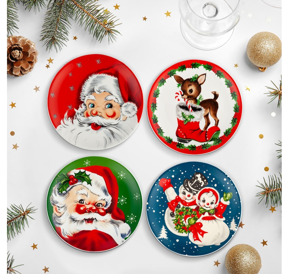 Image 105336_ALTMORE1.jpg, Product 105-336 / Price $32.99, Mr. Christmas 8" Round Christmas Plates (set of 4) from Mr. Christmas on TSC.ca's Kitchen department