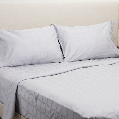 Guillaume Home 4-Piece Dobby Grid Solid Cotton Sheet Set