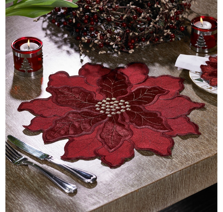 Image 105364_ALTMORE1.jpg, Product 105-364 / Price $14.99, Mera Linens Velvet Poinsettia Placemat (set of 2) from Mera Linens on TSC.ca's Kitchen department