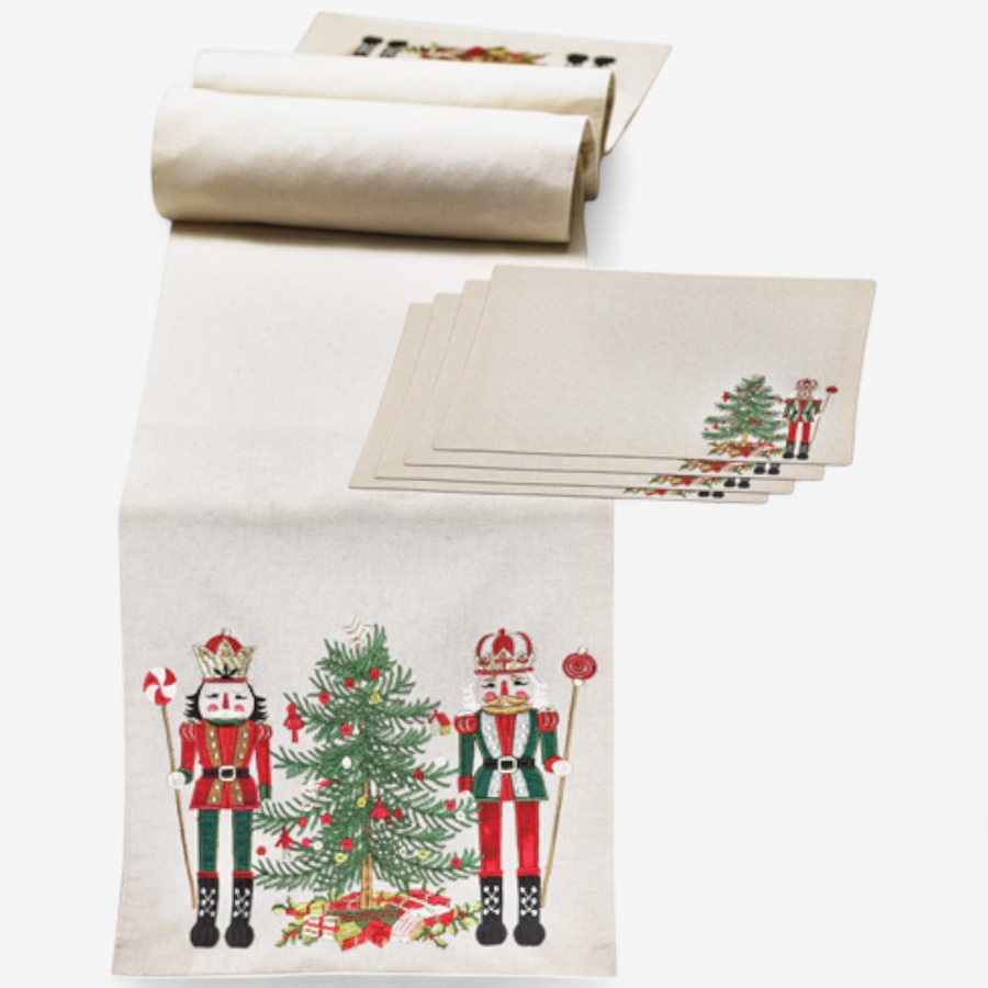 Image 105367.jpg, Product 105-367 / Price $24.88, Mera Linens Nutcracker and Christmas Tree Table Runner and Placemat Set from Mera Linens on TSC.ca's Kitchen department
