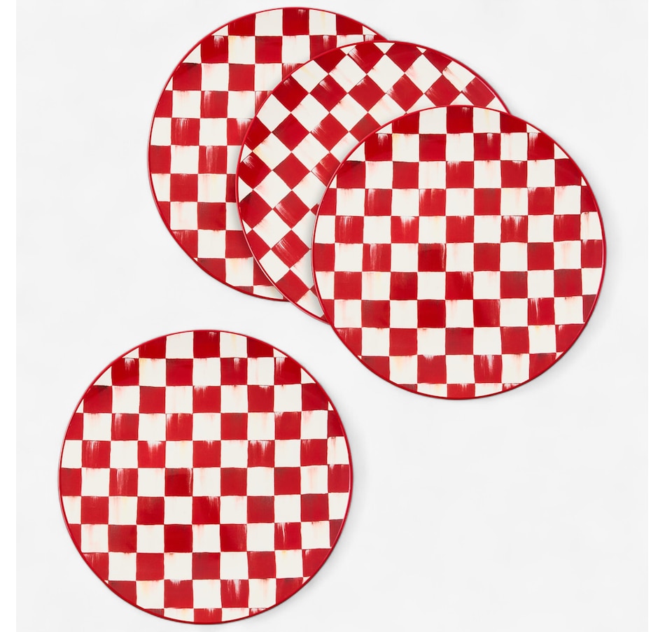 Image 105414.jpg, Product 105-414 / Price $149.00, MacKenzie-Childs Cherry Check Dinner Plates (Set of 4) from MacKenzie Childs on TSC.ca's Kitchen department
