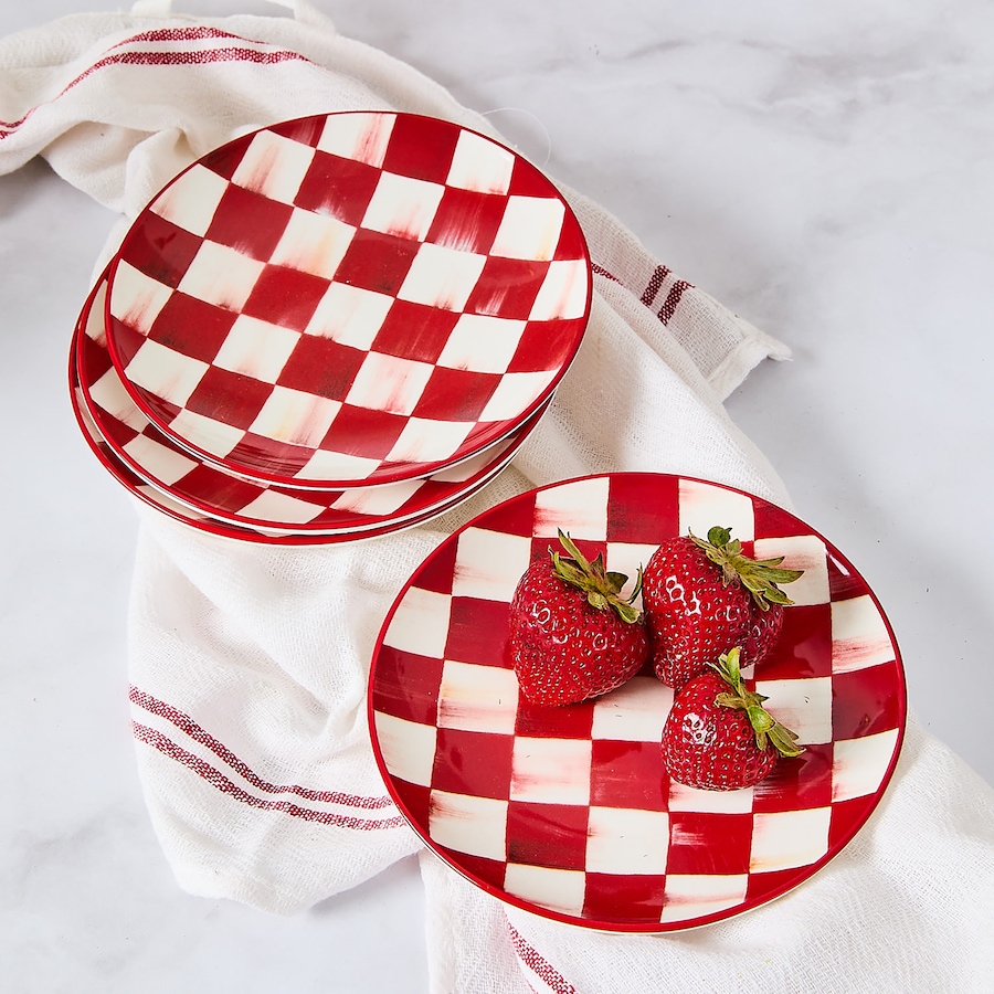 Image 105416_ALTMORE2.jpg, Product 105-416 / Price $89.99, MacKenzie-Childs Cherry Check Appetizer Plates  (Set of 4) from MacKenzie Childs on TSC.ca's Kitchen department