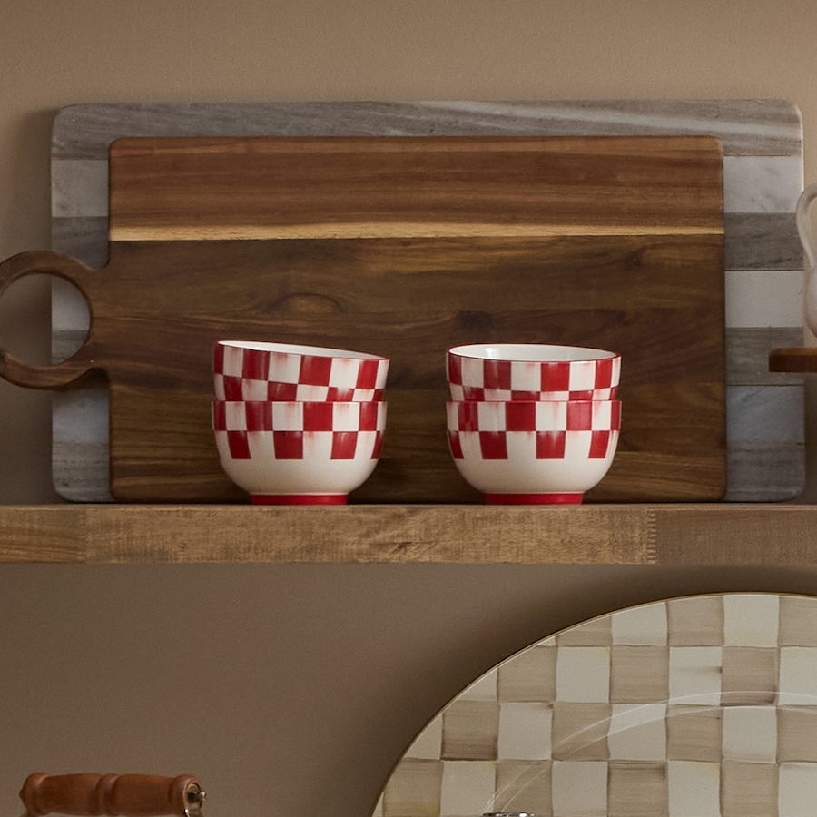 Image 105417_ALTMORE2.jpg, Product 105-417 / Price $120.00, MacKenzie-Childs Cherry Check Breakfast Bowls (set of 4) from MacKenzie Childs on TSC.ca's Kitchen department