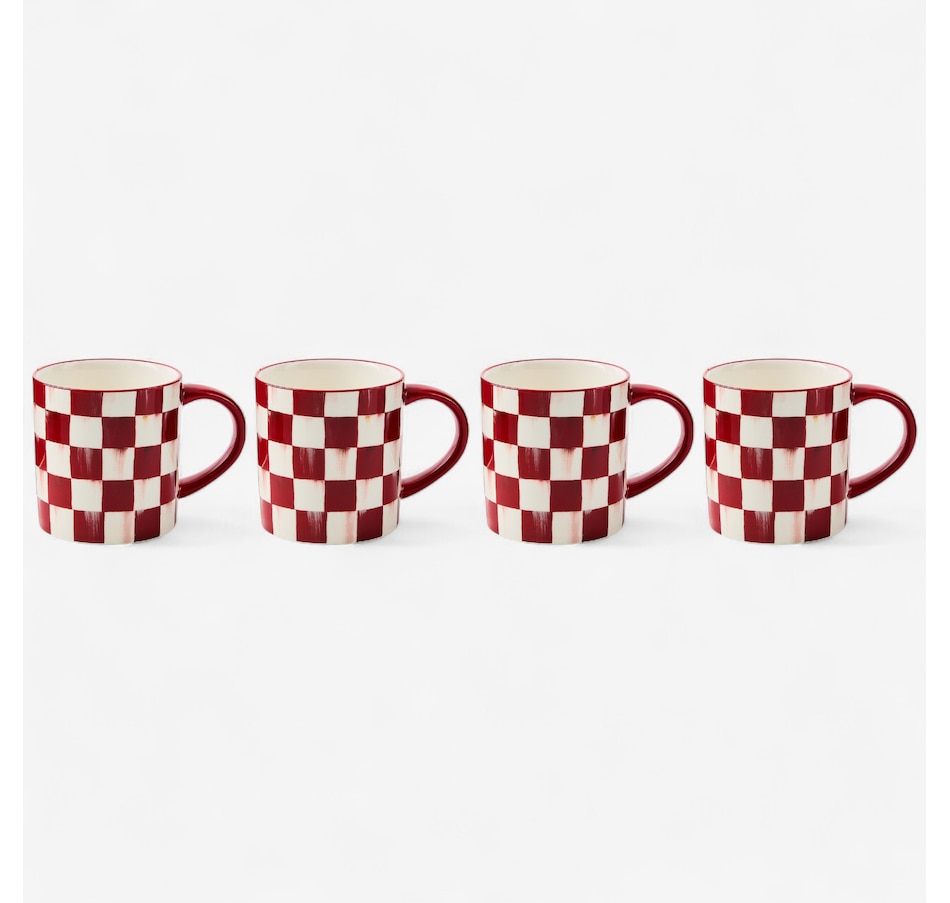 Image 105418.jpg, Product 105-418 / Price $150.00, MacKenzie-Childs Cherry Check Mugs (Set of 4) from MacKenzie Childs on TSC.ca's Kitchen department