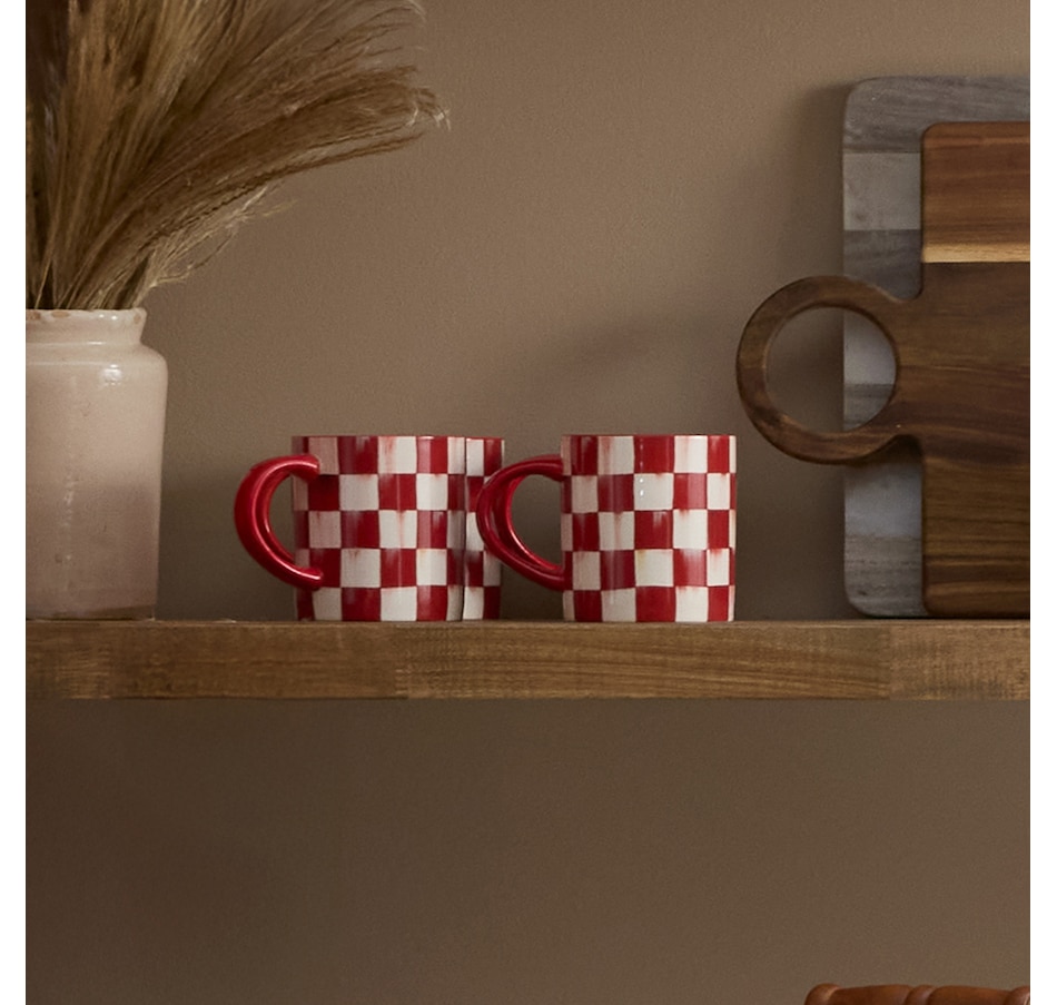 Image 105418_ALTMORE2.jpg, Product 105-418 / Price $150.00, MacKenzie-Childs Cherry Check Mugs (Set of 4) from MacKenzie Childs on TSC.ca's Kitchen department
