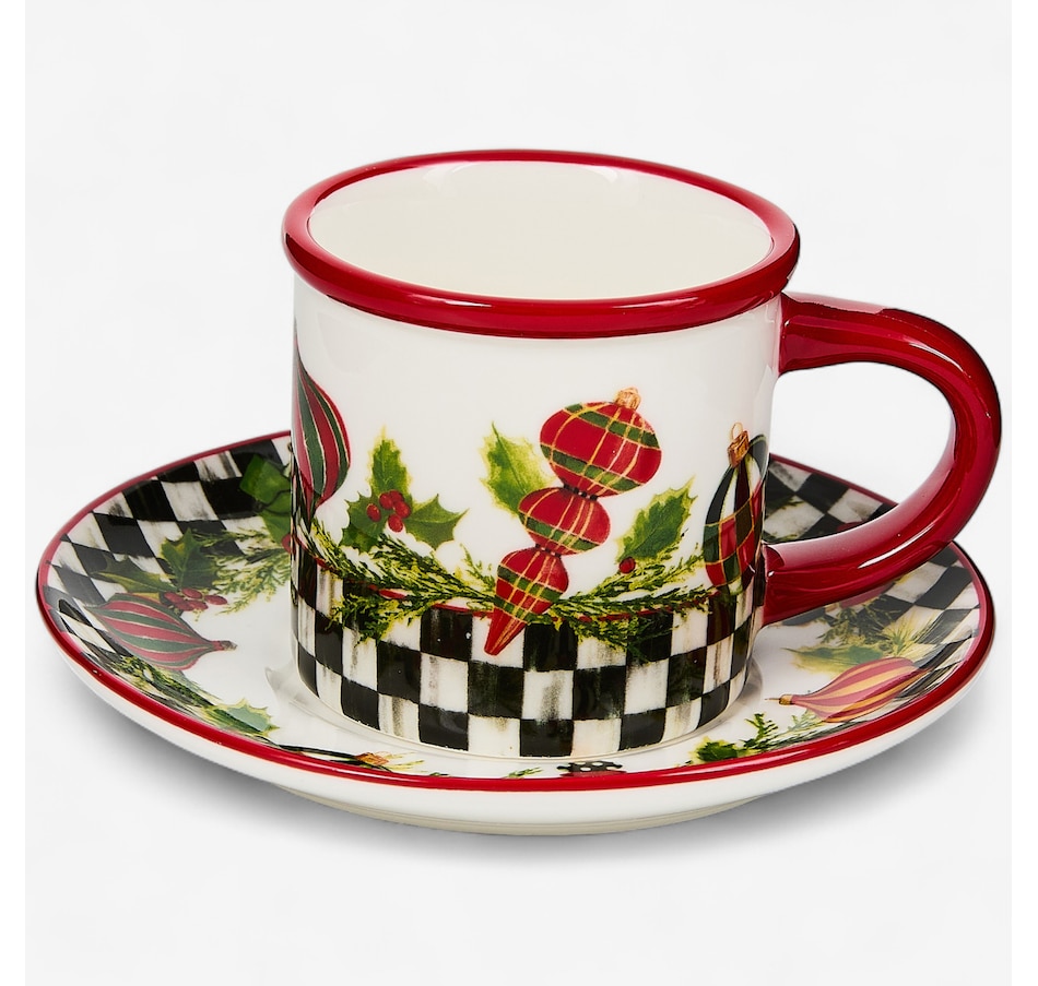 Image 105422_ALTMORE1.jpg, Product 105-422 / Price $102.00, MacKenzie-Childs Deck the Halls Espresso Cup and Saucer (Set of 2) from MacKenzie Childs on TSC.ca's Kitchen department