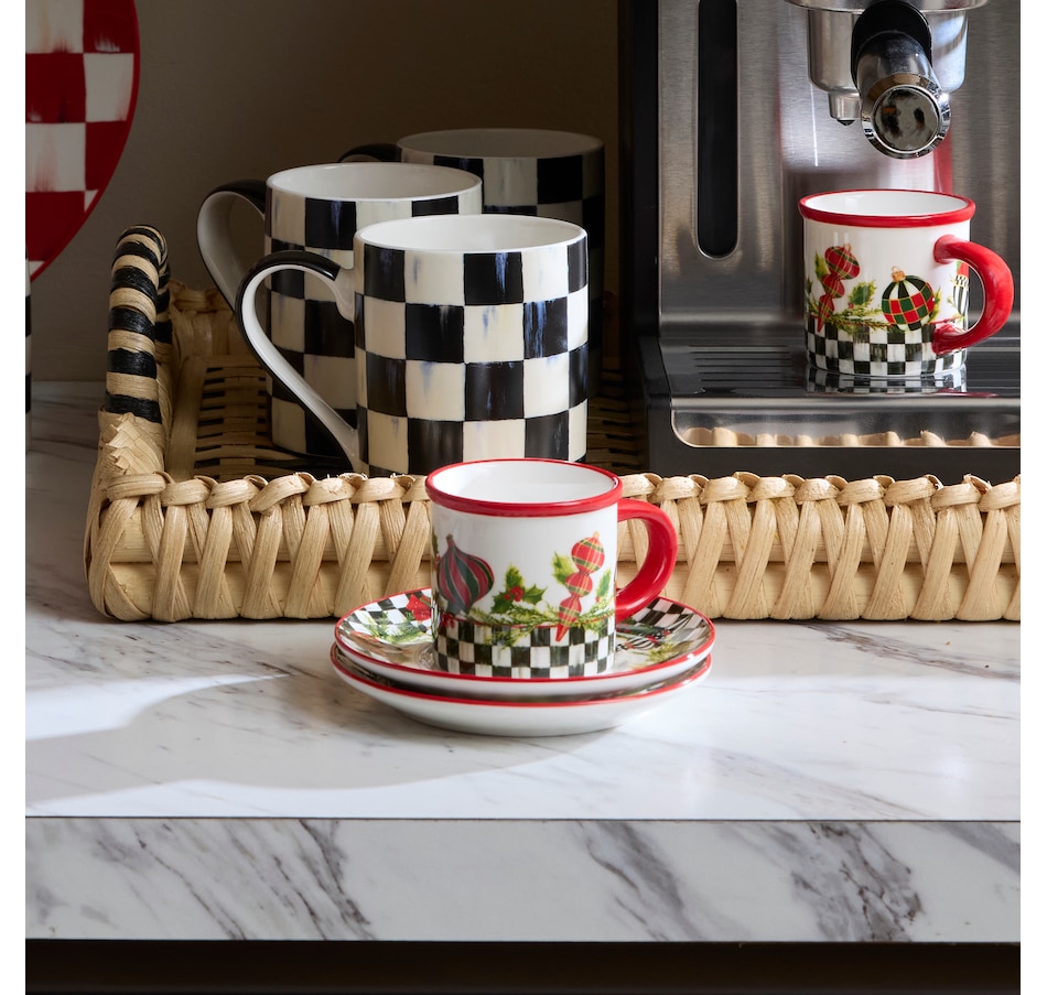 Image 105422_ALTMORE2.jpg, Product 105-422 / Price $102.00, MacKenzie-Childs Deck the Halls Espresso Cup and Saucer (Set of 2) from MacKenzie Childs on TSC.ca's Kitchen department
