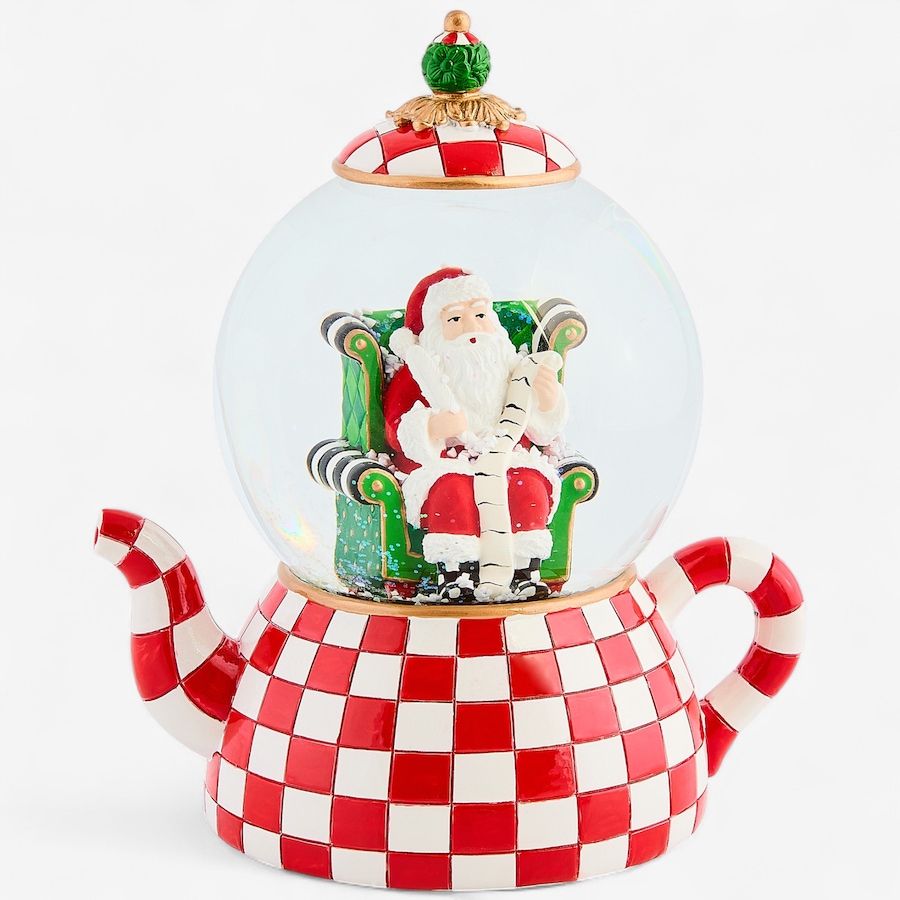 Image 105429.jpg, Product 105-429 / Price $109.99, MacKenzie-Childs Check It Out Teapot Snow Globe from MacKenzie Childs on TSC.ca's Home & Garden department