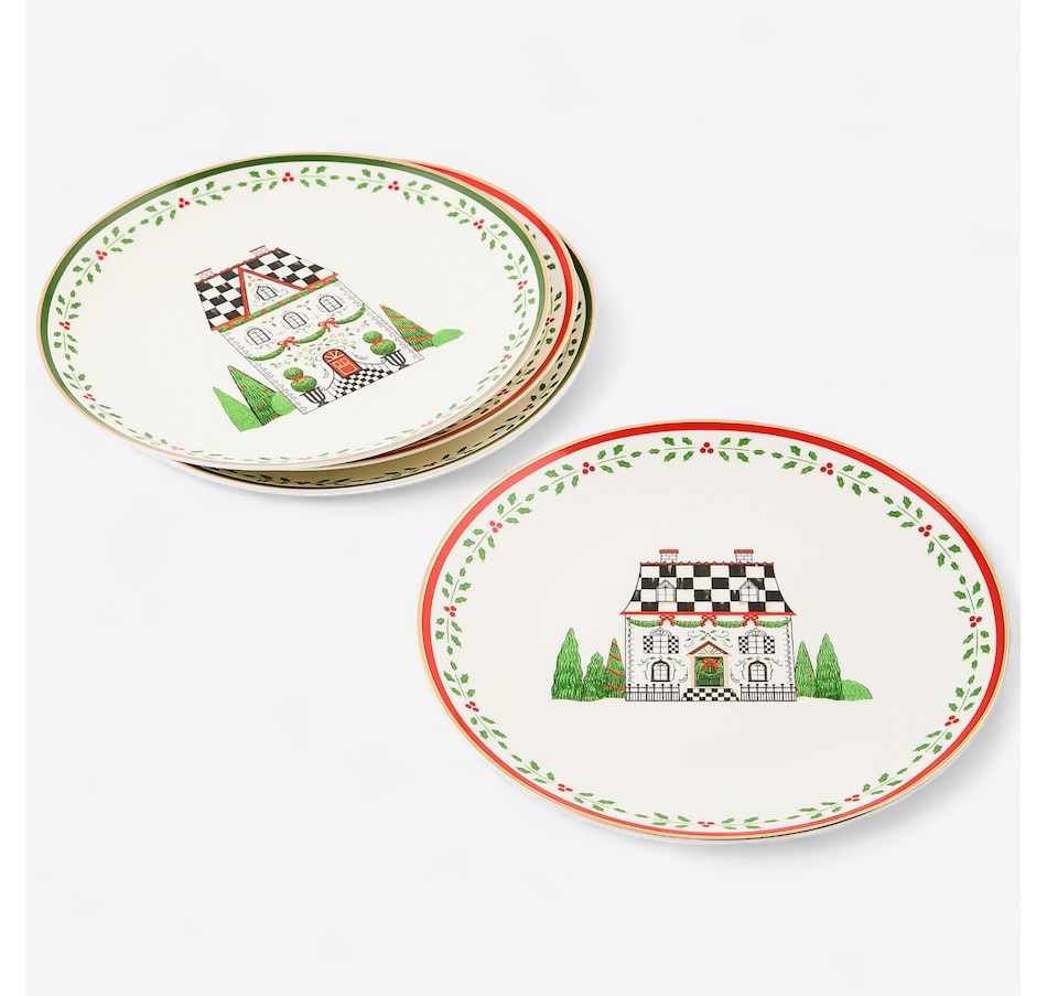 Image 105432_ALTMORE1.jpg, Product 105-432 / Price $179.00, MacKenzie-Childs Holly Village Ceramic Dessert Plates (Set of 4) from MacKenzie Childs on TSC.ca's Kitchen department