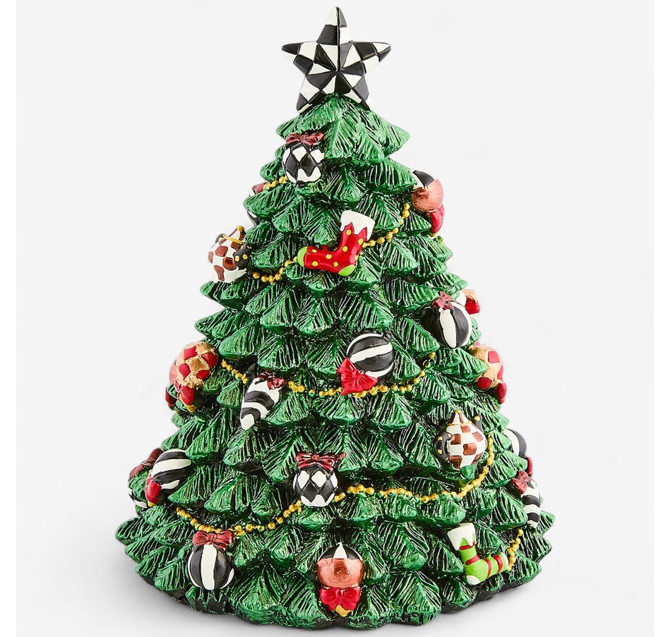 Image 105436_ALTMORE1.jpg, Product 105-436 / Price $75.00, MacKenzie-Childs Courtly Christmas Tree Rotating Music Box from MacKenzie Childs on TSC.ca's Home & Garden department
