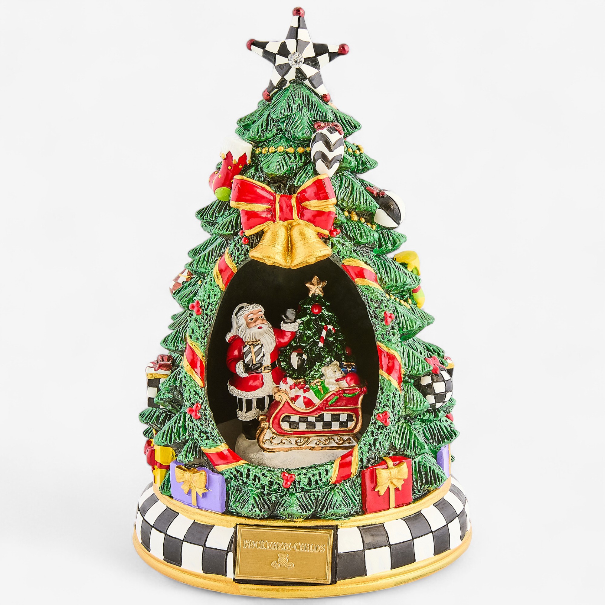 MacKenzie-Childs Courtly Christmas Tree and Santa Musical Display