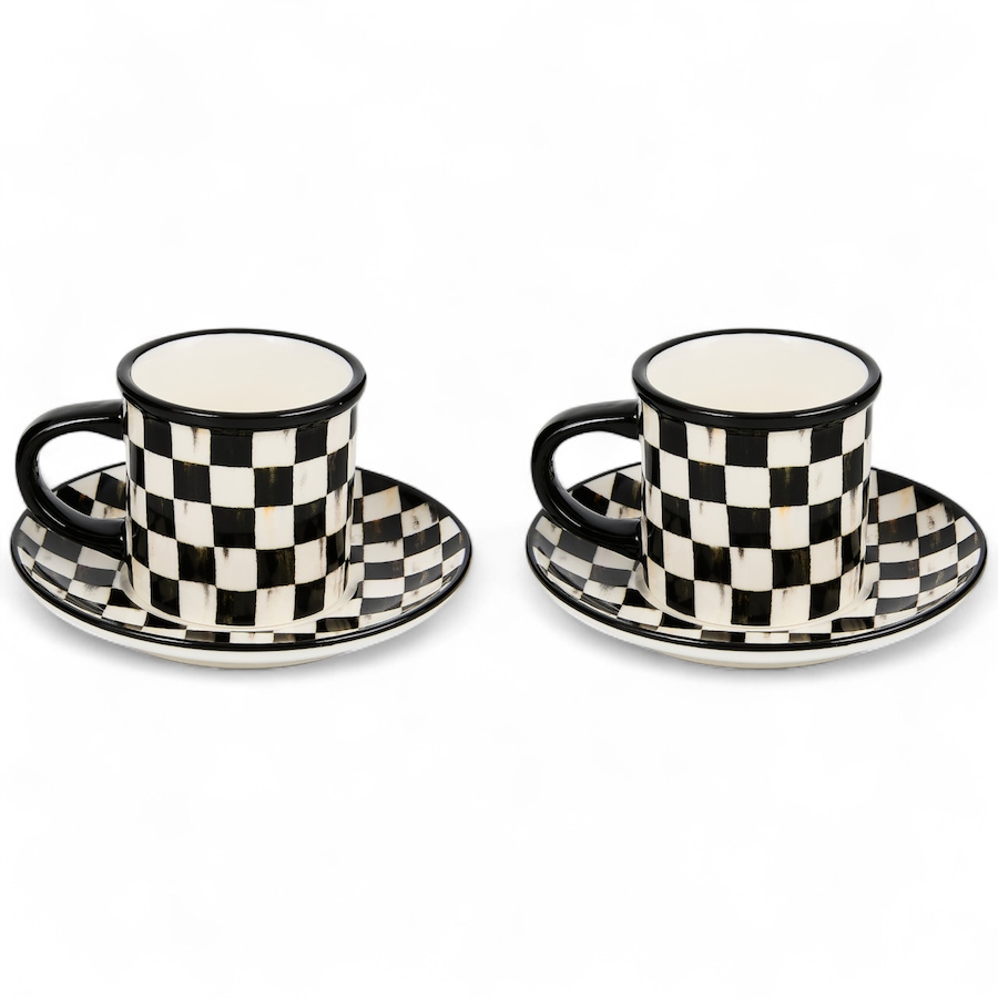 Image 105459_CRYCK.jpg, Product 105-459 / Price $148.00, Mackenzie-Childs Stoneware Espresso Cup and Saucer (set of 2) from MacKenzie Childs on TSC.ca's Kitchen department
