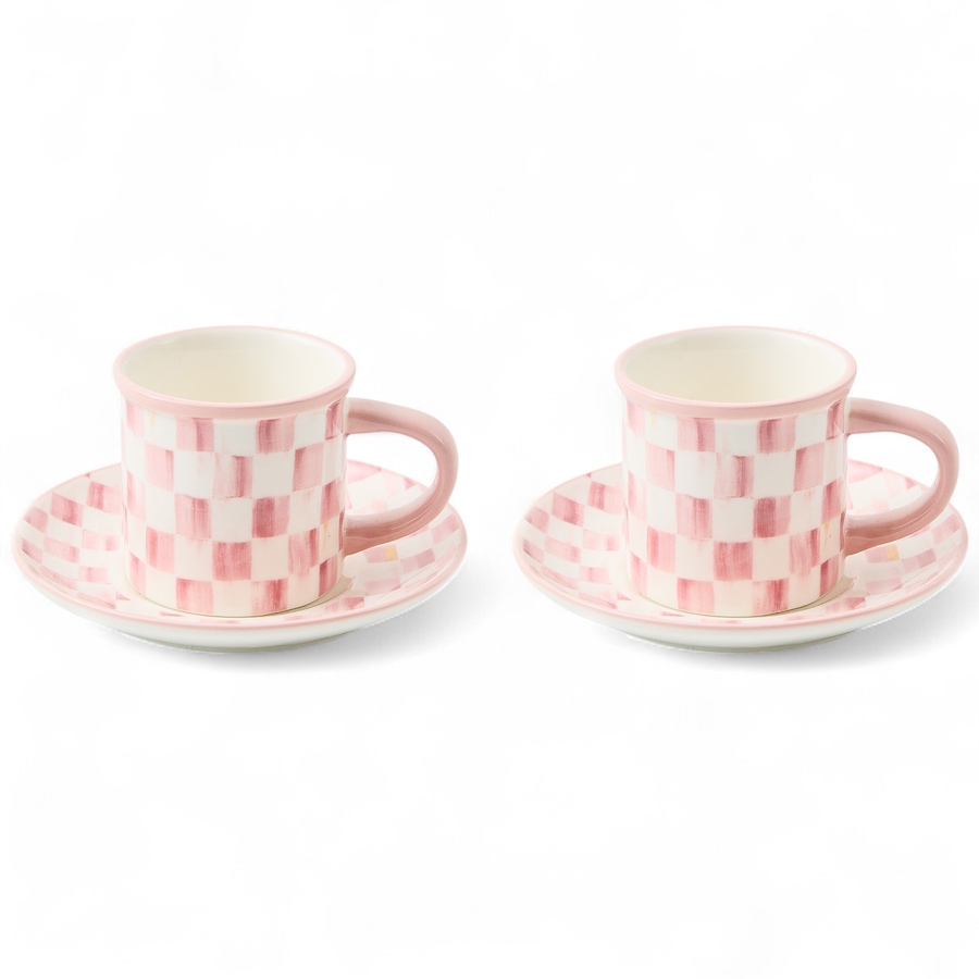 Image 105459_ROSCK.jpg, Product 105-459 / Price $148.00, Mackenzie-Childs Stoneware Espresso Cup and Saucer (set of 2) from MacKenzie Childs on TSC.ca's Kitchen department