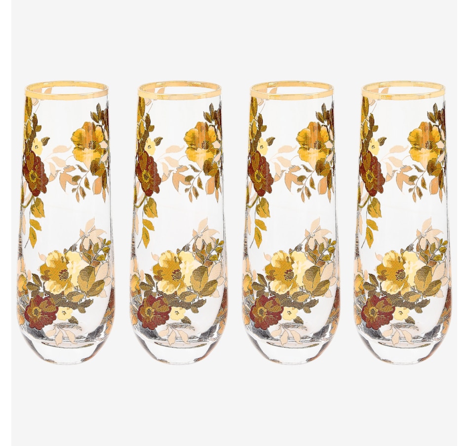 Image 105465.jpg, Product 105-465 / Price $110.00, Mackenzie-Childs Wild Rose Stemless Flute (set of 4) from MacKenzie Childs on TSC.ca's Kitchen department