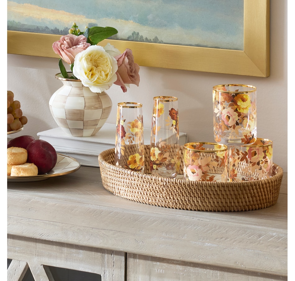 Image 105465_ALTMORE2.jpg, Product 105-465 / Price $110.00, Mackenzie-Childs Wild Rose Stemless Flute (set of 4) from MacKenzie Childs on TSC.ca's Kitchen department