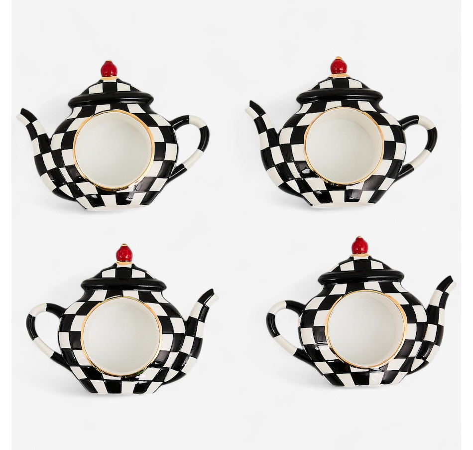 Image 105468.jpg, Product 105-468 / Price $159.00, Mackenzie-Childs Courtly Check Teapot Napkin Rings (set of 4) from MacKenzie Childs on TSC.ca's Kitchen department