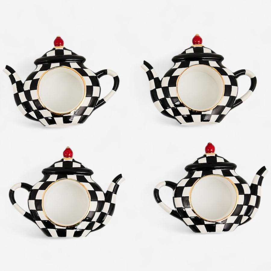 Image 105468.jpg, Product 105-468 / Price $109.88, Mackenzie-Childs Courtly Check Teapot Napkin Rings (set of 4) from MacKenzie Childs on TSC.ca's Kitchen department