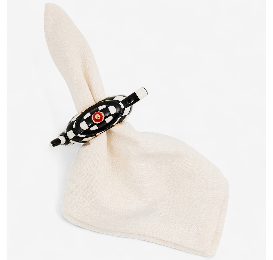 Image 105468_ALTMORE1.jpg, Product 105-468 / Price $159.00, Mackenzie-Childs Courtly Check Teapot Napkin Rings (set of 4) from MacKenzie Childs on TSC.ca's Kitchen department
