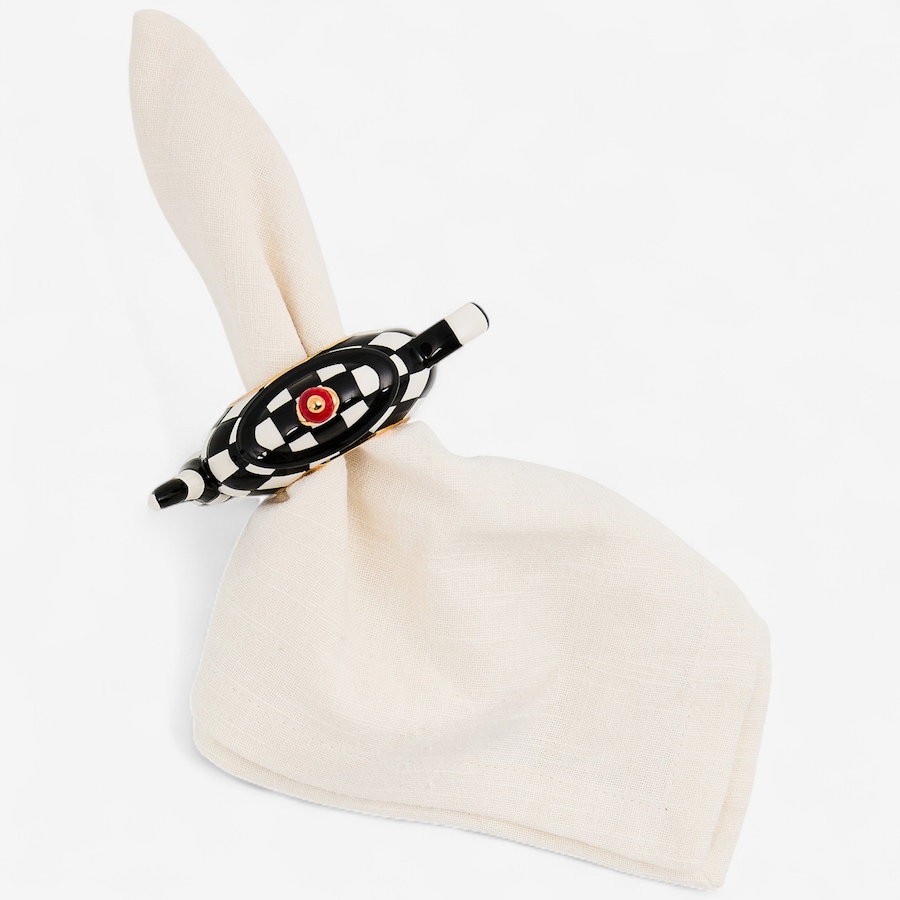 Image 105468_ALTMORE1.jpg, Product 105-468 / Price $109.88, Mackenzie-Childs Courtly Check Teapot Napkin Rings (set of 4) from MacKenzie Childs on TSC.ca's Kitchen department