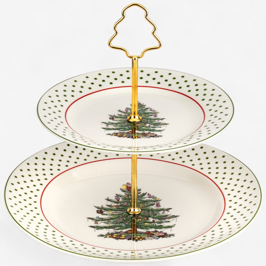 Image 105540.jpg, Product 105-540 / Price $34.99, Spode Christmas Tree Dots 2 Tier Stand from Portmeirion - Spode on TSC.ca's Kitchen department