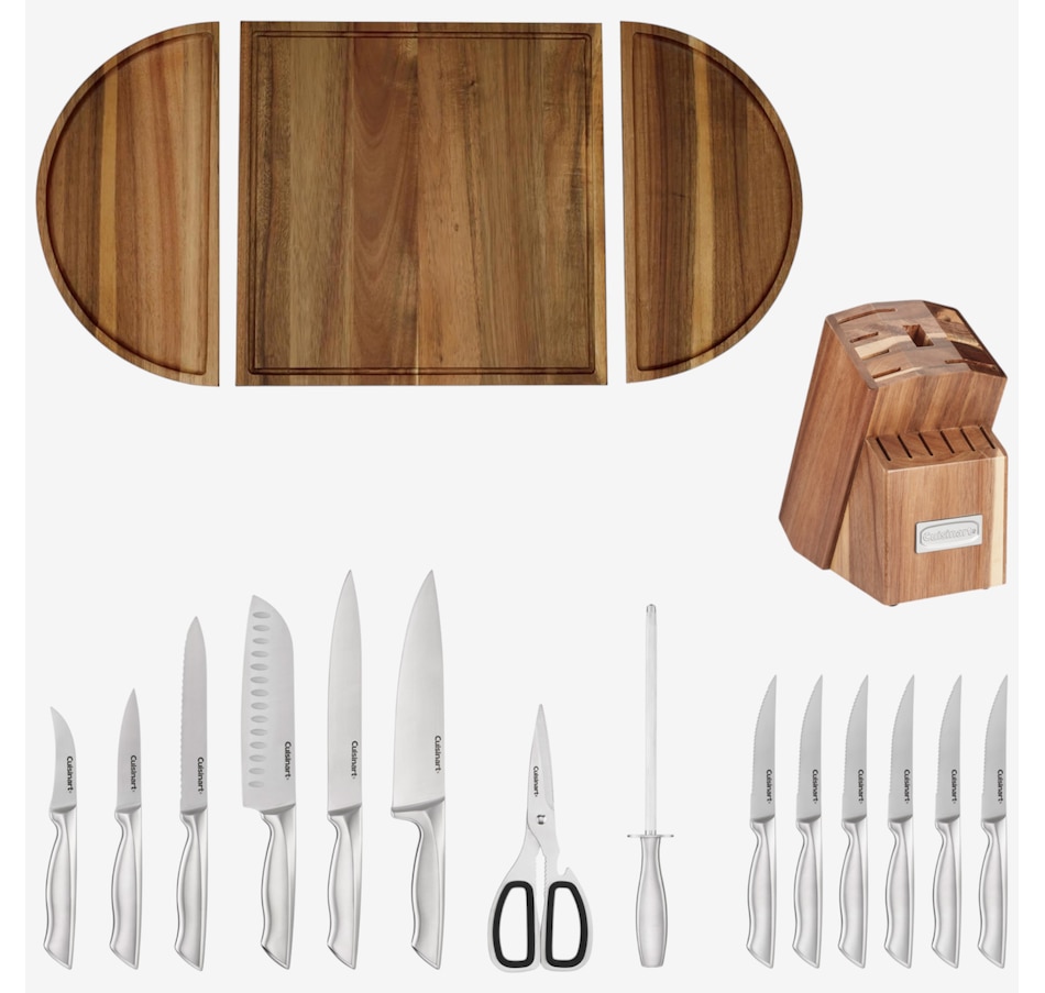 Image 105544.jpg, Product 105-544 / Price $299.99, Cuisinart 15-Piece Stainless Steel Knife Block Set and Acacia Wood Mini Oval Cutting Board Set from Cuisinart on TSC.ca's Kitchen department