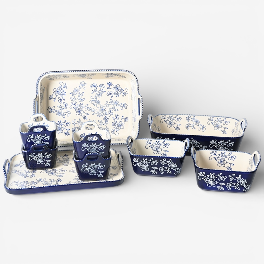 Image 105591_FLBLU.jpg, Product 105-591 / Price $89.99, temp-tations 9-Piece Bake Set with Upswept Handles from temp-tations on TSC.ca's Kitchen department