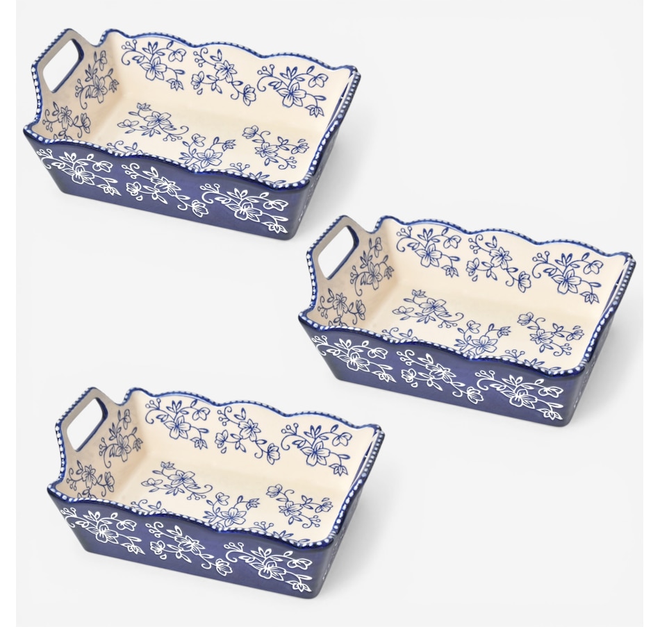 Image 105622_FLBLU.jpg, Product 105-622 / Price $29.99, temp-tations Rectangular Nesting Mini Bakers (set of 3) from temp-tations on TSC.ca's Kitchen department
