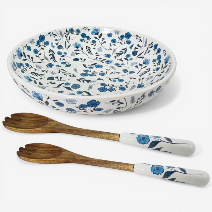 Image 105626_INDBS.jpg, Product 105-626 / Price $59.99, temp-tations 4-Quart Shallow Serving Bowl with Wood Servers from temp-tations on TSC.ca's Kitchen department