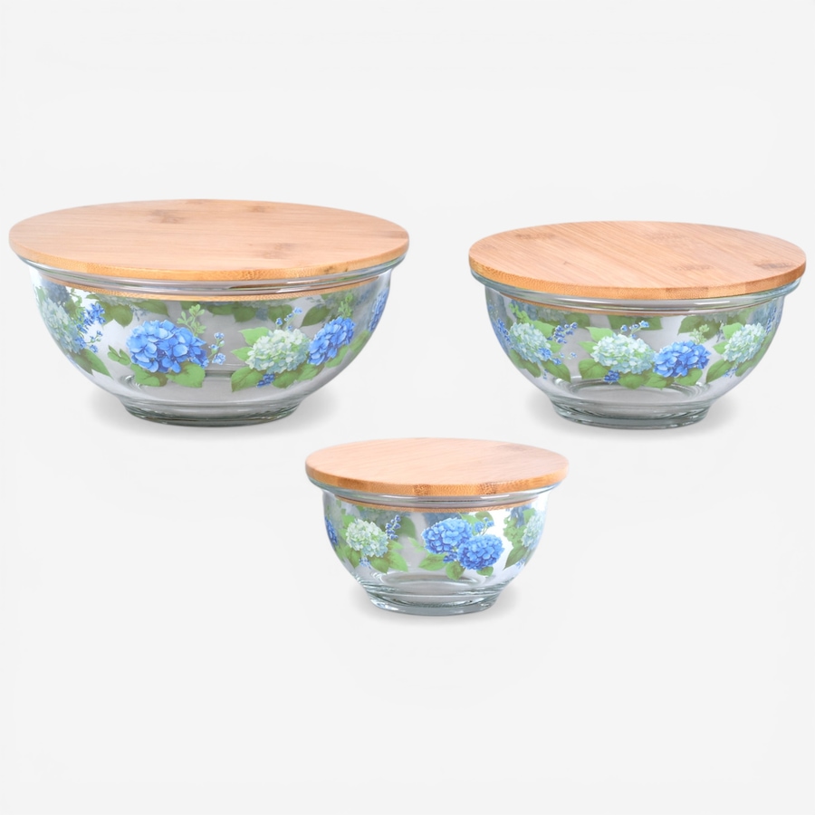 Image 105629_HYDR.jpg, Product 105-629 / Price $59.99, temp-tations Glass Bowls with Bamboo Lids (set of 3) from temp-tations on TSC.ca's Kitchen department