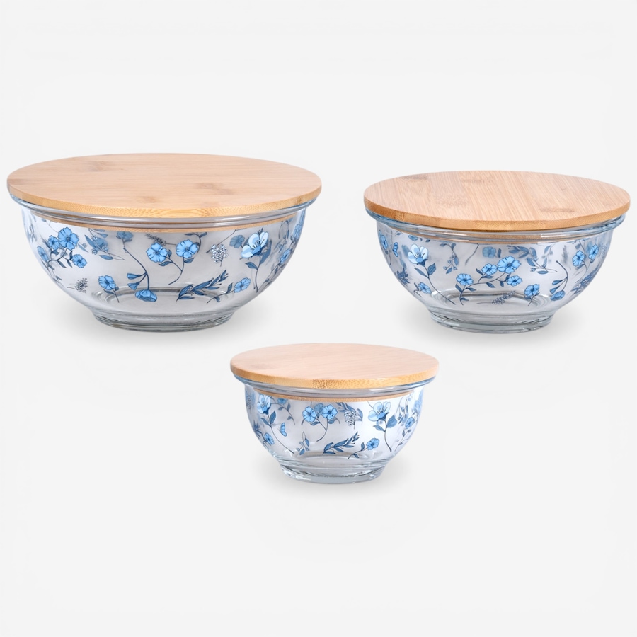 Image 105629_INDBS.jpg, Product 105-629 / Price $59.99, temp-tations Glass Bowls with Bamboo Lids (set of 3) from temp-tations on TSC.ca's Kitchen department