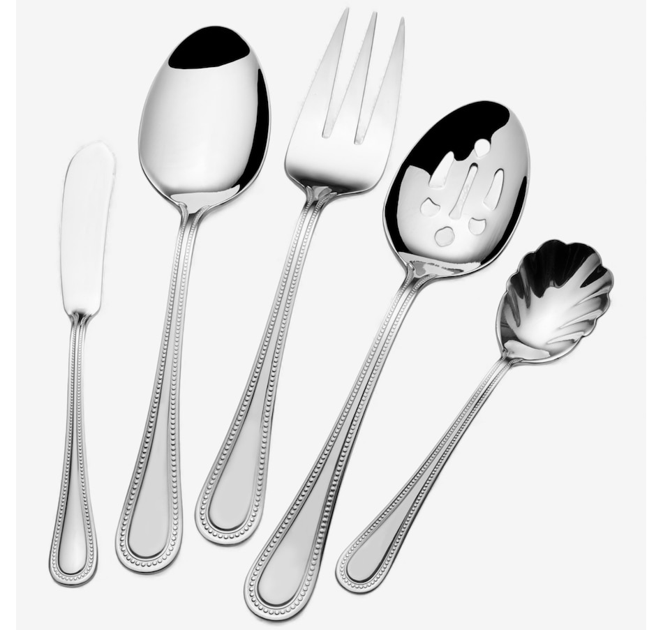 Image 105634_ALTMORE1.jpg, Product 105-634 / Price $199.99, St. James Euro Bead 18/10 Stainless Steel 77-Piece Flatware Set with Steak Knives from St. James on TSC.ca's Kitchen department