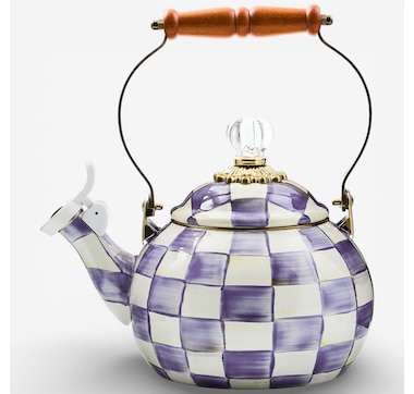 Mackenzie-Childs Violet Check Whistling Tea Kettle
