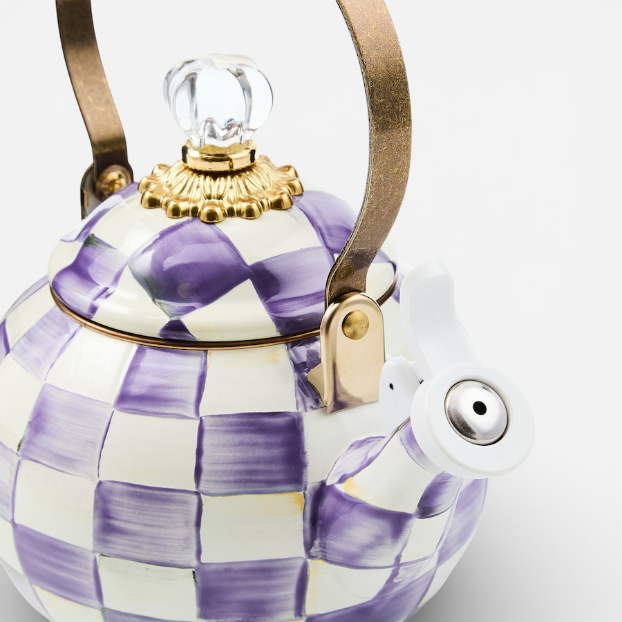 Image 105642_ALTMORE1.jpg, Product 105-642 / Price $269.99, Mackenzie-Childs Violet Check Whistling Tea Kettle from MacKenzie Childs on TSC.ca's Kitchen department