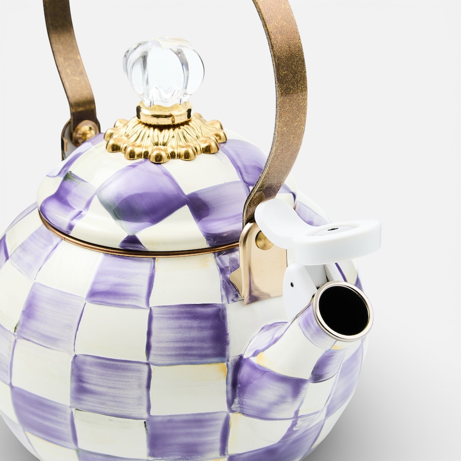Image 105642_ALTMORE2.jpg, Product 105-642 / Price $269.99, Mackenzie-Childs Violet Check Whistling Tea Kettle from MacKenzie Childs on TSC.ca's Kitchen department
