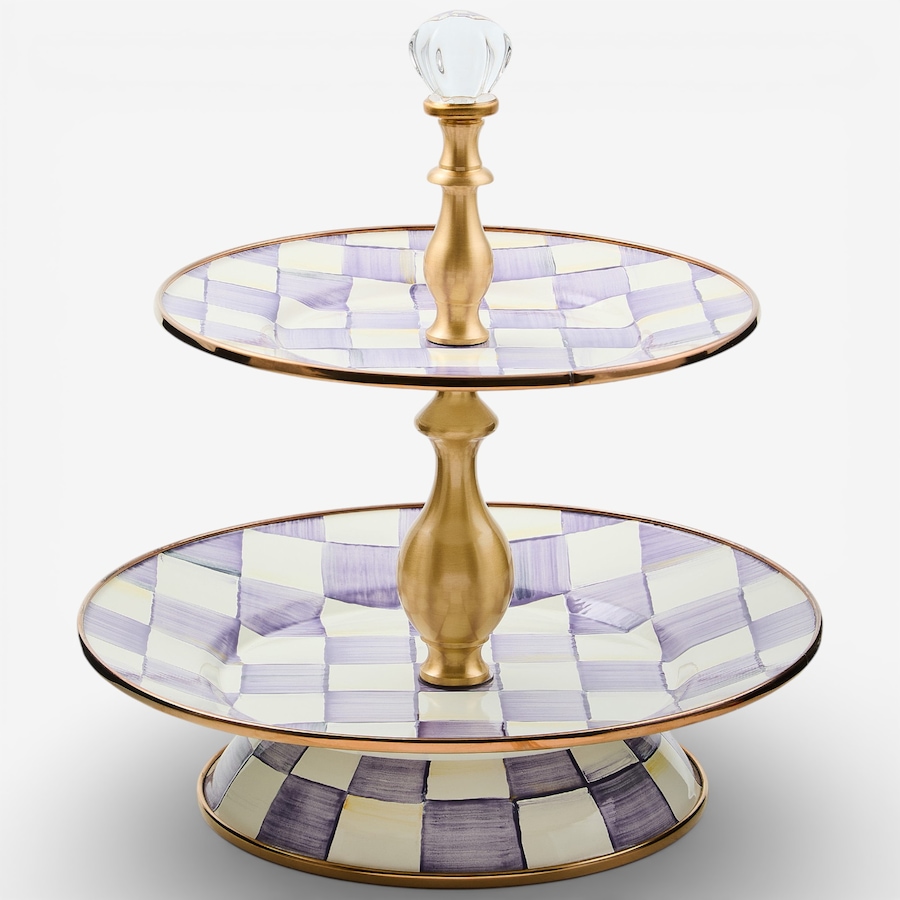 Image 105645.jpg, Product 105-645 / Price $299.00, Mackenzie-Childs Violet Check Two-Tier Sweet Stand from MacKenzie Childs on TSC.ca's Kitchen department
