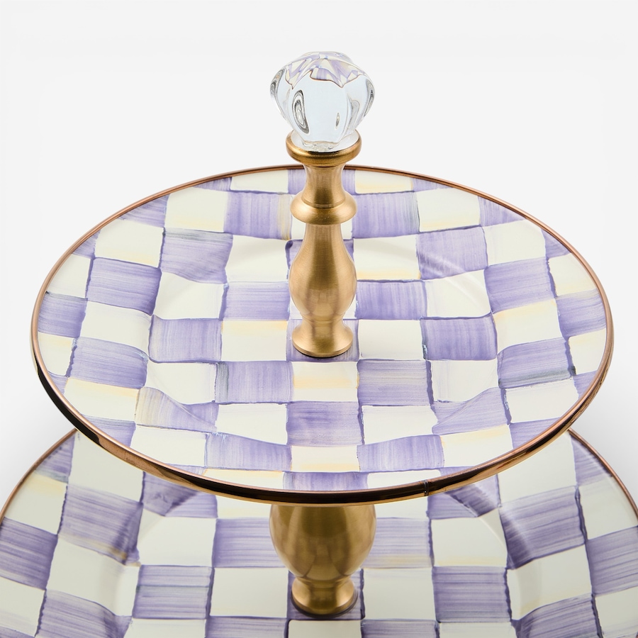 Image 105645_ALTMORE1.jpg, Product 105-645 / Price $299.00, Mackenzie-Childs Violet Check Two-Tier Sweet Stand from MacKenzie Childs on TSC.ca's Kitchen department