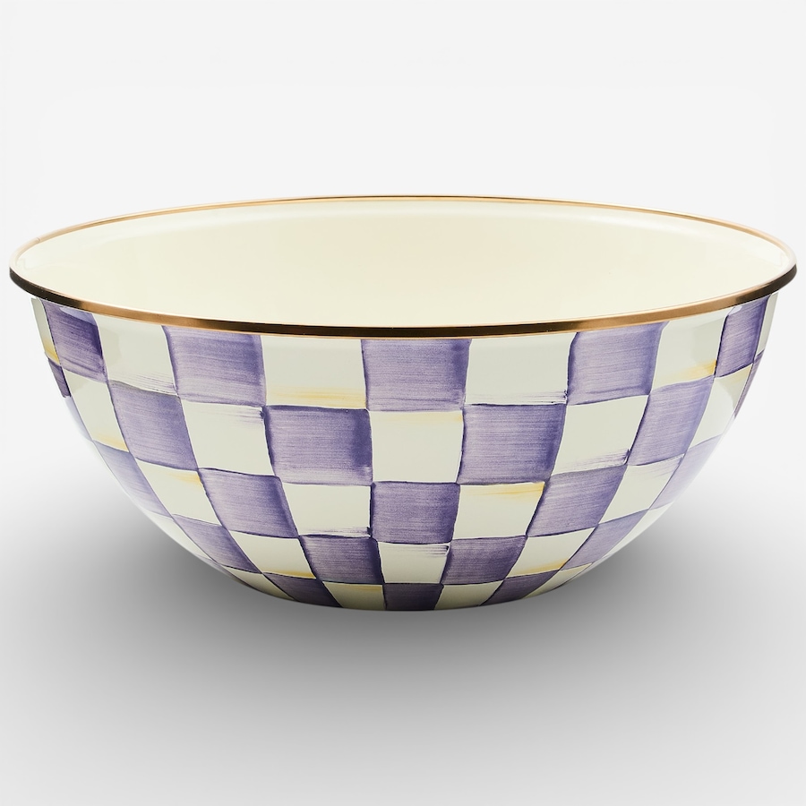Image 105646.jpg, Product 105-646 / Price $160.00, Mackenzie-Childs Violet Check Large Everyday Bowl from MacKenzie Childs on TSC.ca's Kitchen department