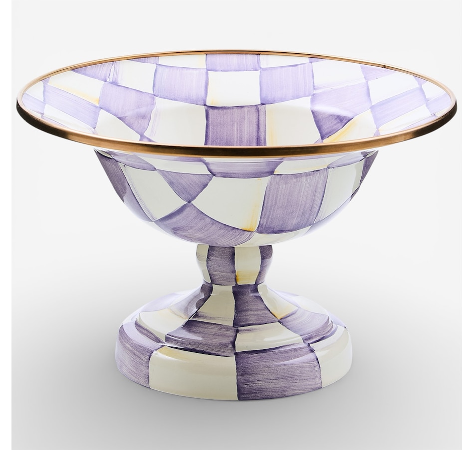Image 105648.jpg, Product 105-648 / Price $190.00, Mackenzie-Childs Violet Check Small Compote from MacKenzie Childs on TSC.ca's Kitchen department