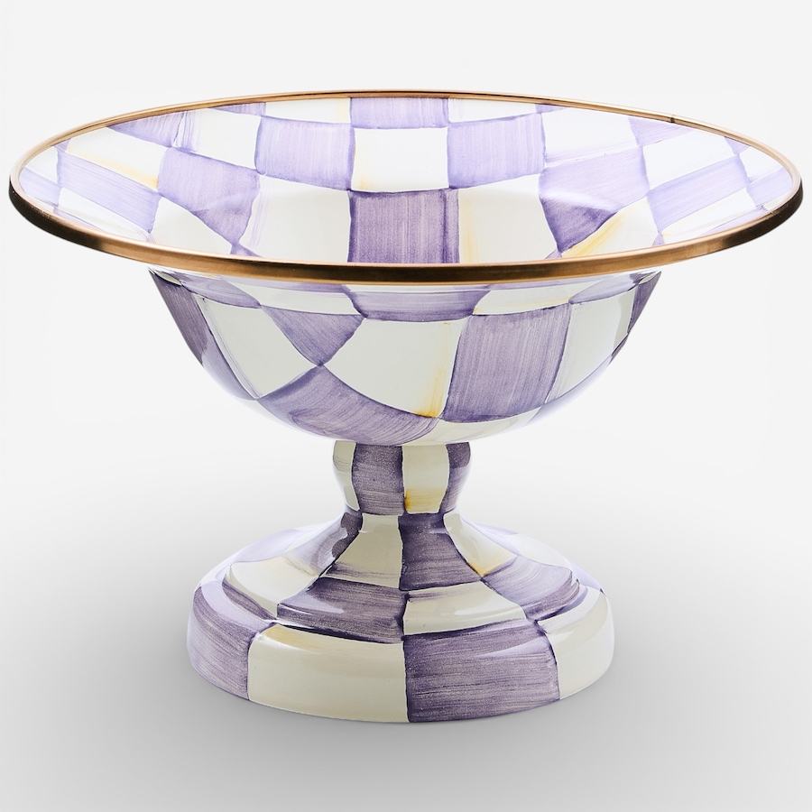 Image 105648.jpg, Product 105-648 / Price $190.00, Mackenzie-Childs Violet Check Small Compote from MacKenzie Childs on TSC.ca's Kitchen department
