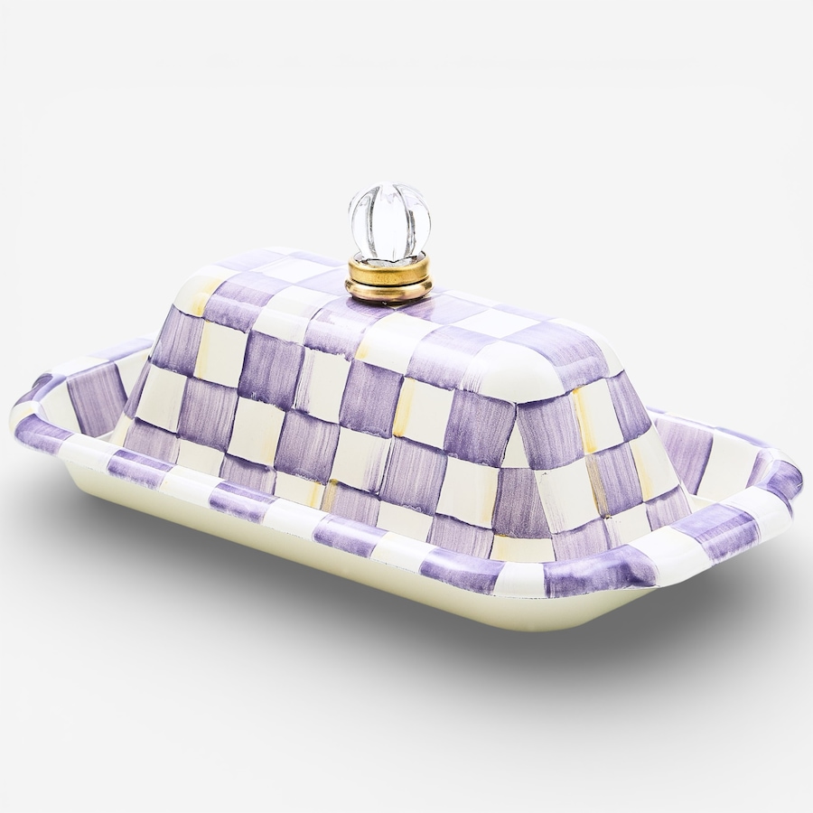 Image 105649.jpg, Product 105-649 / Price $170.00, Mackenzie-Childs Violet Check Butter Box from MacKenzie Childs on TSC.ca's Kitchen department