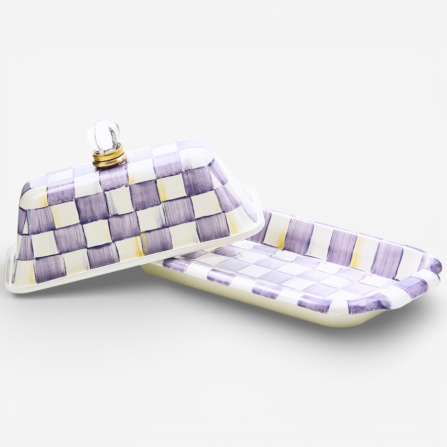 Image 105649_ALTMORE1.jpg, Product 105-649 / Price $170.00, Mackenzie-Childs Violet Check Butter Box from MacKenzie Childs on TSC.ca's Kitchen department