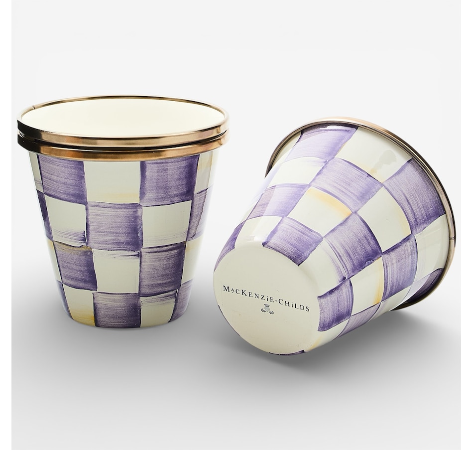 Image 105653_ALTMORE1.jpg, Product 105-653 / Price $150.00, Mackenzie-Childs Violet Check Herb Pots (set of 3) from MacKenzie Childs on TSC.ca's Kitchen department