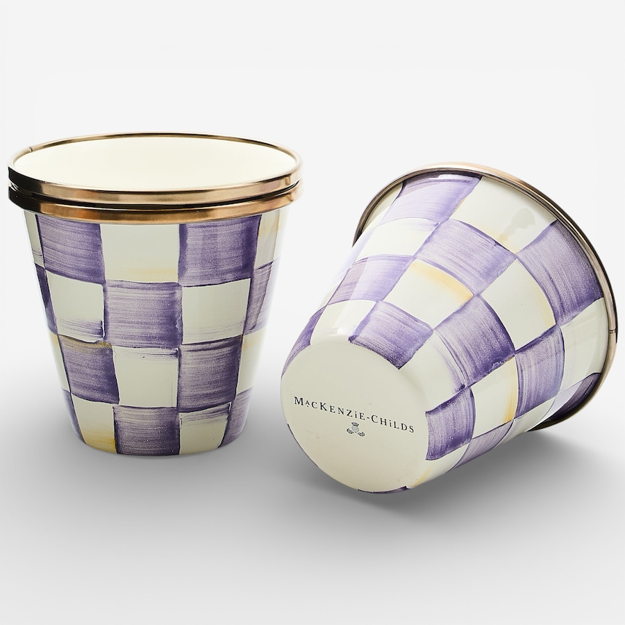Image 105653_ALTMORE1.jpg, Product 105-653 / Price $150.00, Mackenzie-Childs Violet Check Herb Pots (set of 3) from MacKenzie Childs on TSC.ca's Kitchen department