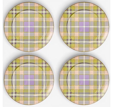 Mackenzie-Childs Tartan Violet Charger Plates (set of 4)